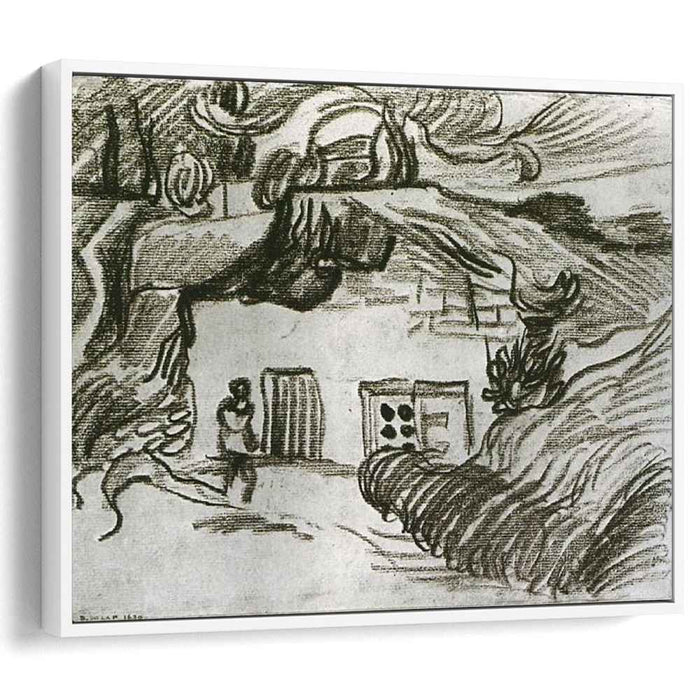 Houses among Trees with a Figure (1890) by Vincent van Gogh