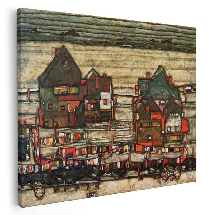 Houses with Laundry (Seeburg) (1914) by Egon Schiele