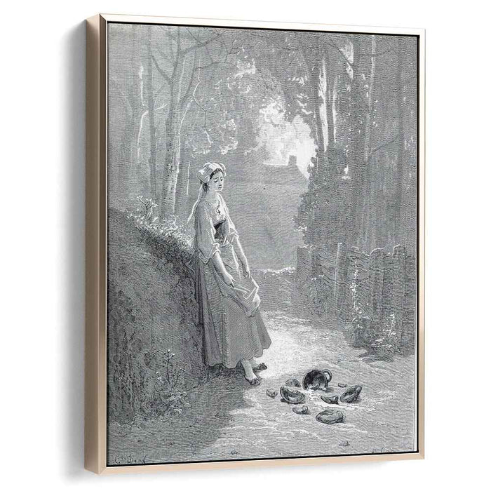 Illustration for The Milkmaid and the Milk Can by Gustave Dore