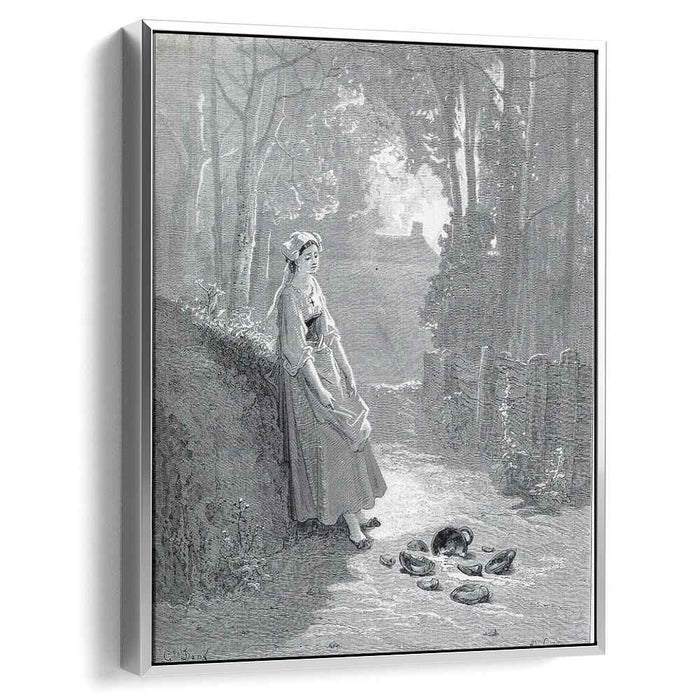 Illustration for The Milkmaid and the Milk Can by Gustave Dore