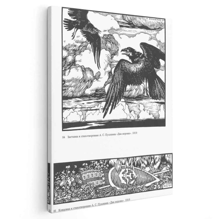 Illustration for the poem 'Two Crow' by Alexander Pushkin (1910) by Ivan Bilibin