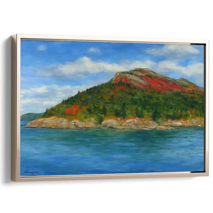 Sapphire Mist Over Horizons: Impressionist Mountain and Coastal Landscape Canvas Art