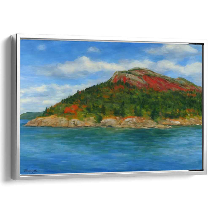 Sapphire Mist Over Horizons: Impressionist Mountain and Coastal Landscape Canvas Art