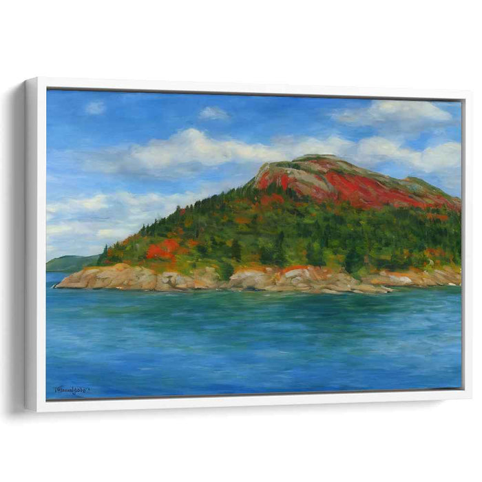 Sapphire Mist Over Horizons: Impressionist Mountain and Coastal Landscape Canvas Art