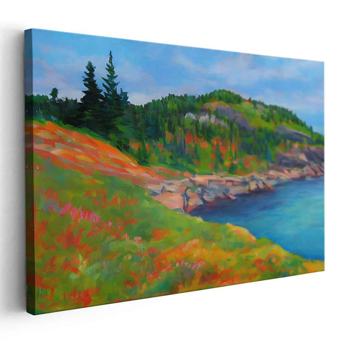 Ocean Breeze Mirage: Coastal Vista Landscape Canvas Art