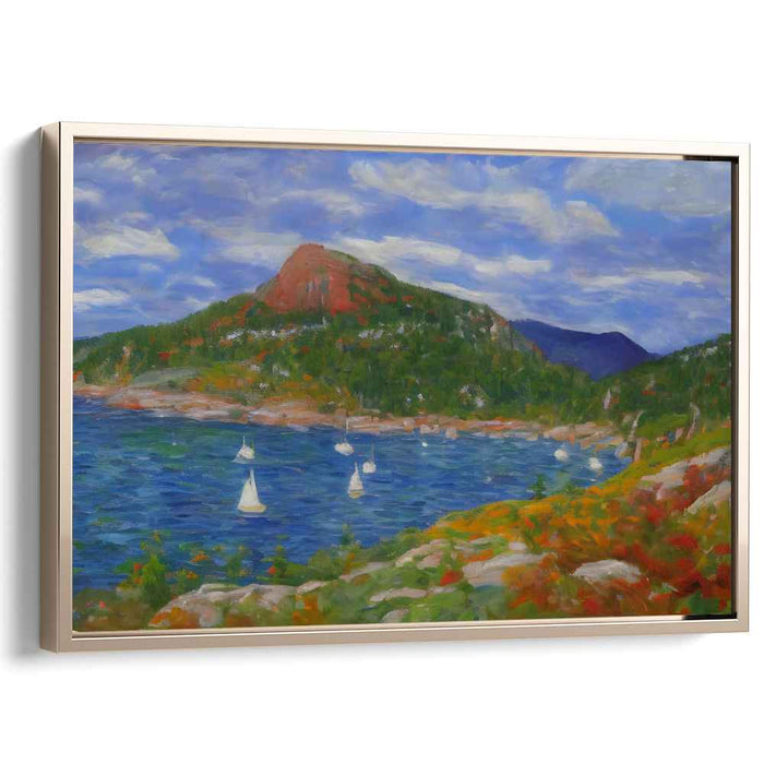 Tranquil Bay: Impressionist Coastal Landscape Canvas Art Print