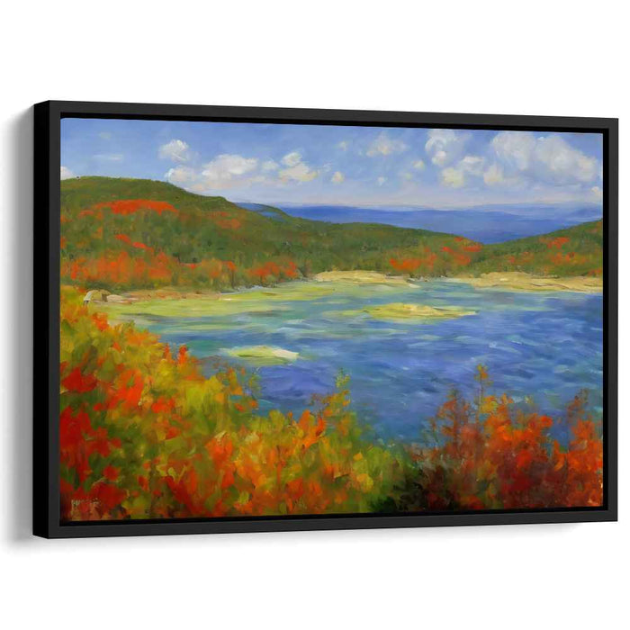 Whispering Birches Enchantment: Tranquil Lake and Vibrant Foliage Landscape Painting