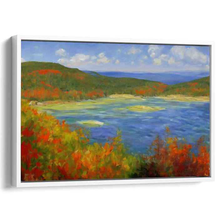 Whispering Birches Enchantment: Tranquil Lake and Vibrant Foliage Landscape Painting