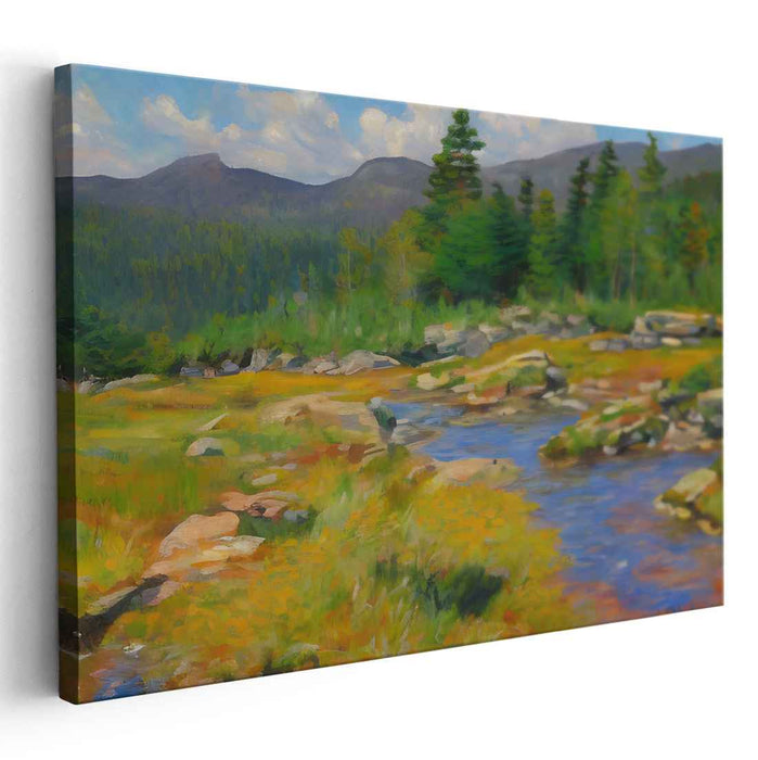 Serenity Stitched Landscapes: Serene Landscape Canvas Art Print