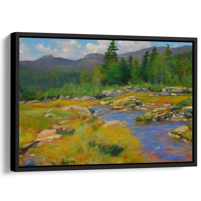 Serenity Stitched Landscapes: Serene Landscape Canvas Art Print