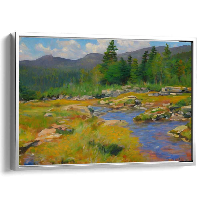 Serenity Stitched Landscapes: Serene Landscape Canvas Art Print