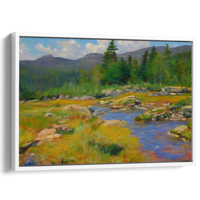 Serenity Stitched Landscapes: Serene Landscape Canvas Art Print