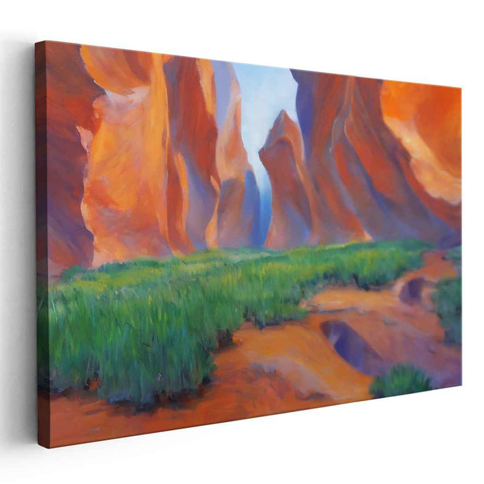 Echoes Of Crimson Mesas: Vibrant Canyon Landscape Canvas Art