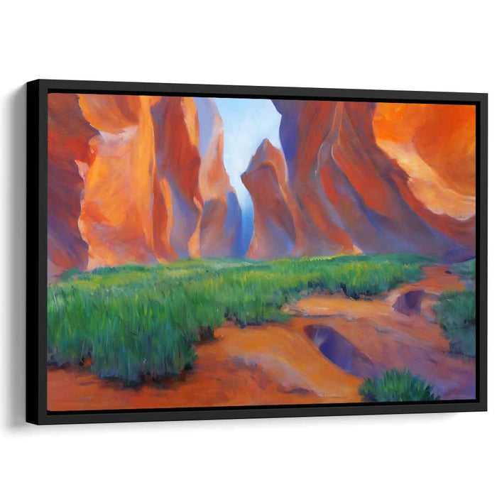 Echoes Of Crimson Mesas: Vibrant Canyon Landscape Canvas Art