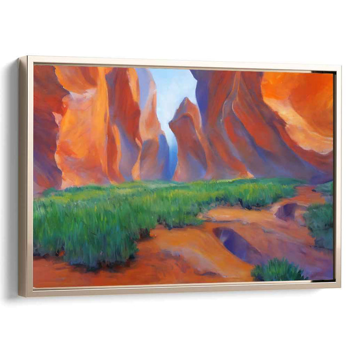 Echoes Of Crimson Mesas: Vibrant Canyon Landscape Canvas Art
