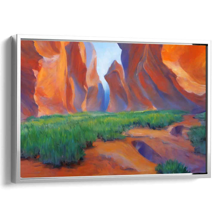 Echoes Of Crimson Mesas: Vibrant Canyon Landscape Canvas Art