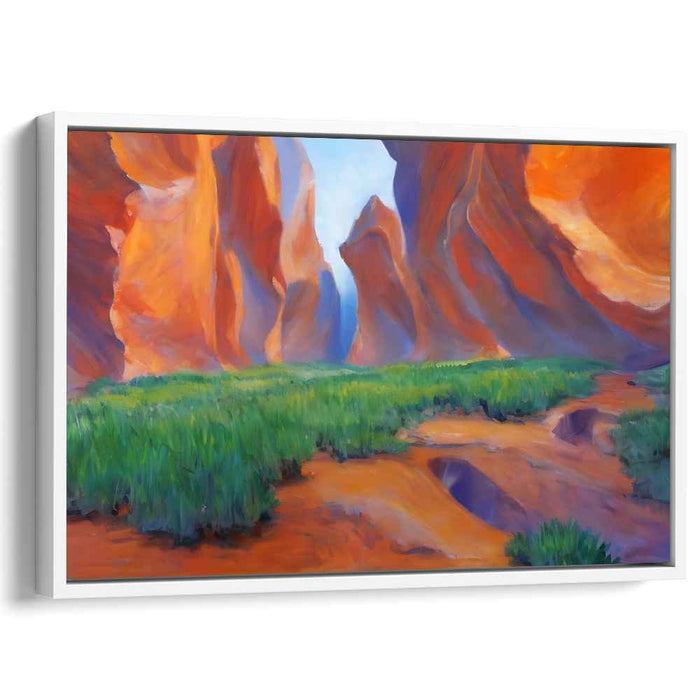 Echoes Of Crimson Mesas: Vibrant Canyon Landscape Canvas Art