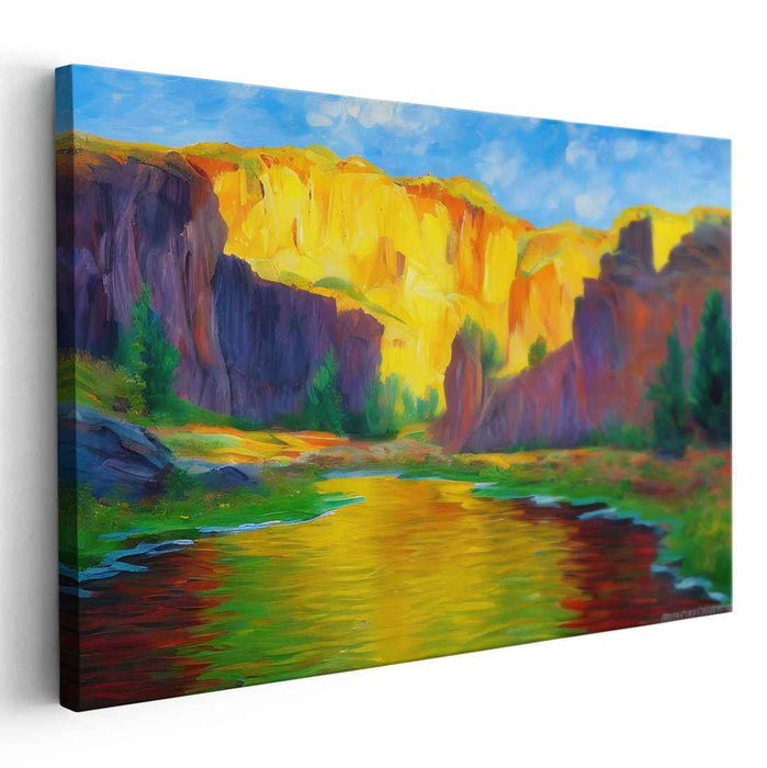Golden Canyon Sunset: Radiant Landscape Canvas Art Print