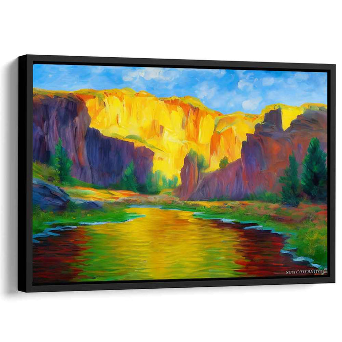 Golden Canyon Sunset: Radiant Landscape Canvas Art Print