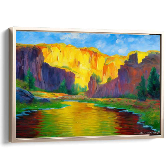 Golden Canyon Sunset: Radiant Landscape Canvas Art Print