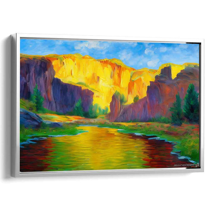 Golden Canyon Sunset: Radiant Landscape Canvas Art Print