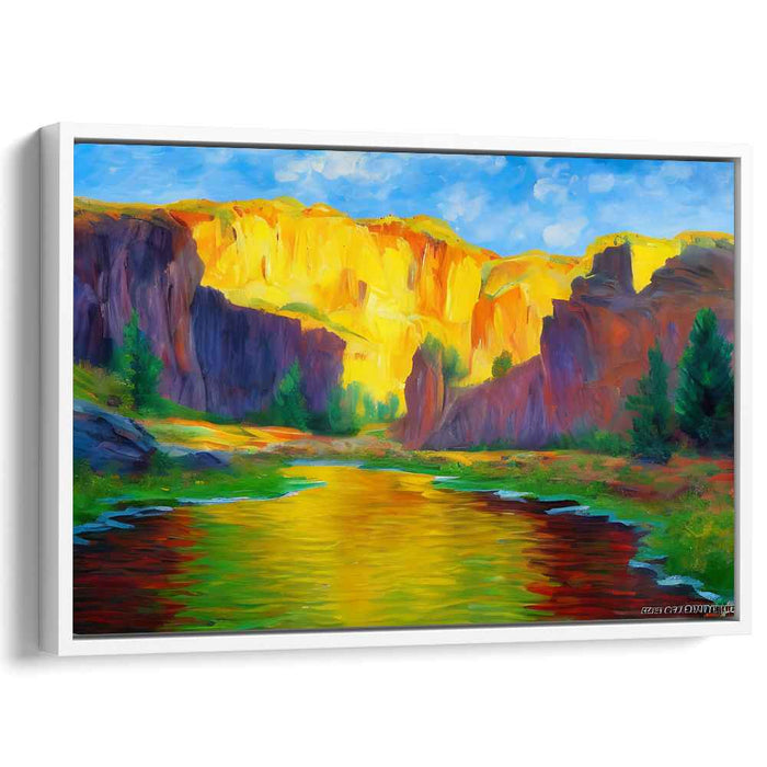 Golden Canyon Sunset: Radiant Landscape Canvas Art Print