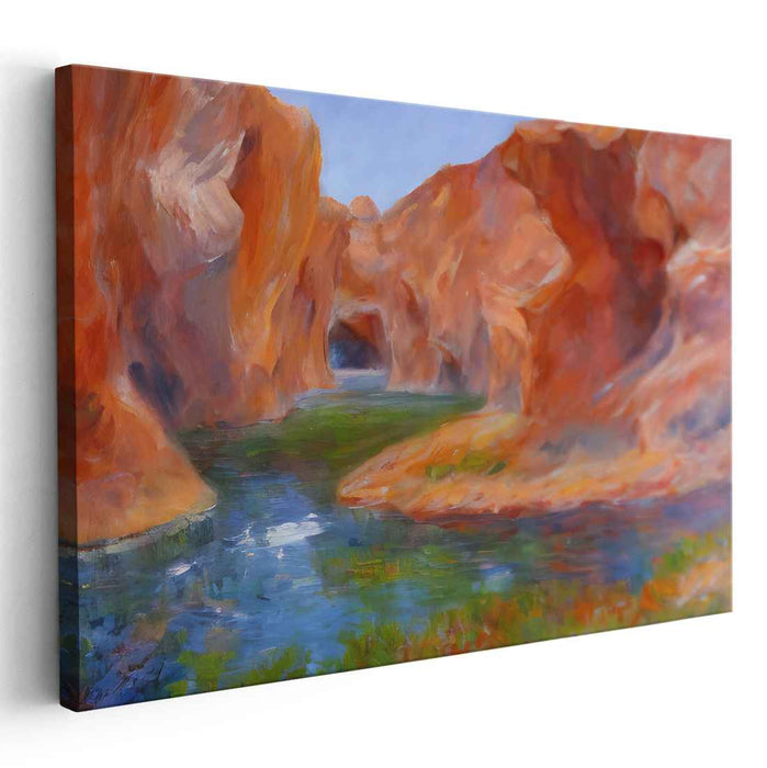 Serene Canyon Reflections: Tranquil River through Majestic Rock Formations