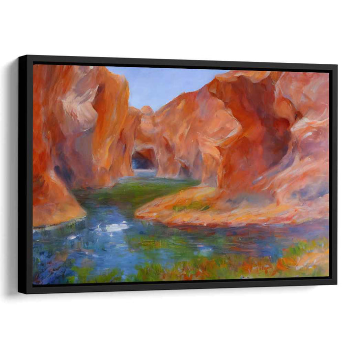 Serene Canyon Reflections: Tranquil River through Majestic Rock Formations