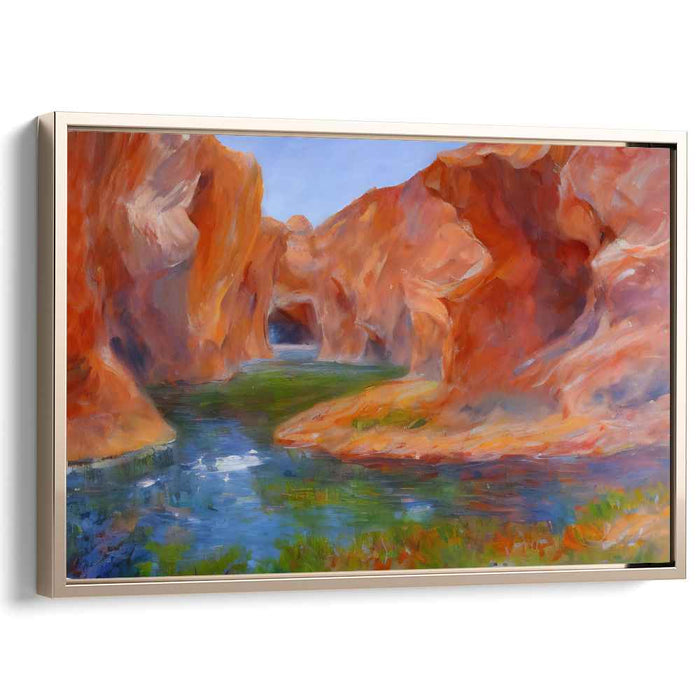 Serene Canyon Reflections: Tranquil River through Majestic Rock Formations