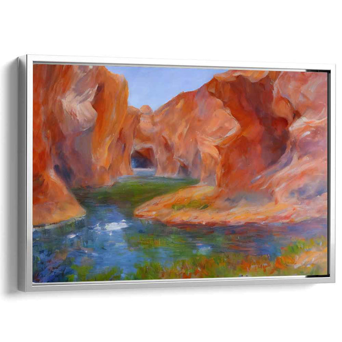 Serene Canyon Reflections: Tranquil River through Majestic Rock Formations