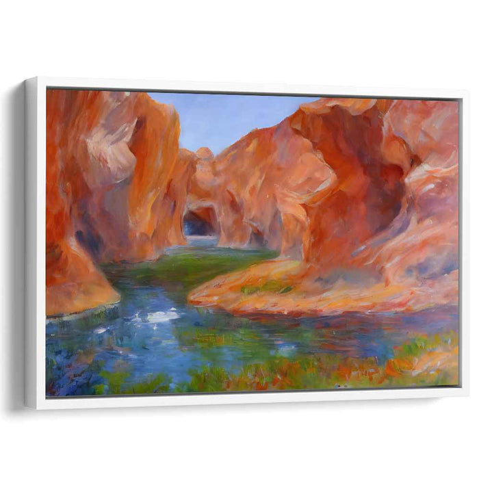 Serene Canyon Reflections: Tranquil River through Majestic Rock Formations