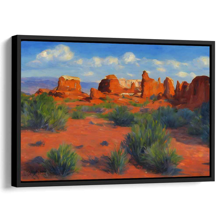 Crimson Canyon Quest: Majestic Red Rock Desert Landscape Canvas Art Print
