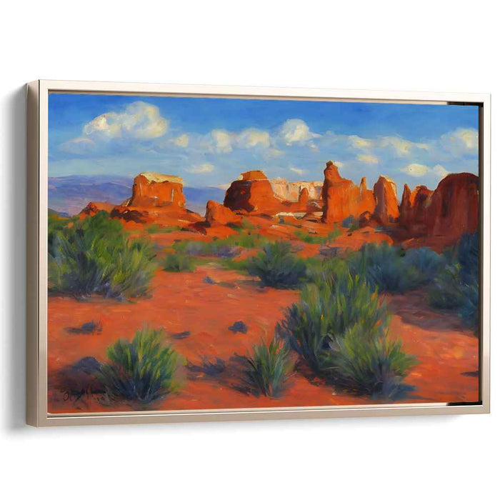Crimson Canyon Quest: Majestic Red Rock Desert Landscape Canvas Art Print