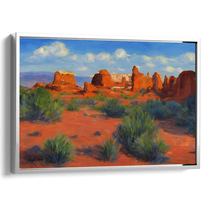 Crimson Canyon Quest: Majestic Red Rock Desert Landscape Canvas Art Print