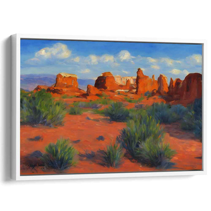 Crimson Canyon Quest: Majestic Red Rock Desert Landscape Canvas Art Print