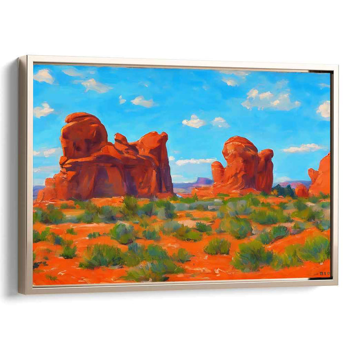 Sizzling Crimson Canyon Dance: Vibrant Red Rock Landscape Canvas Art Print