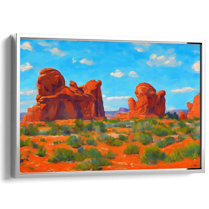 Sizzling Crimson Canyon Dance: Vibrant Red Rock Landscape Canvas Art Print