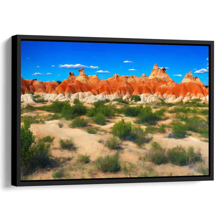 Crimson Canyon Skyline: Vibrant Red Rock Formations Under a Brilliant Blue Sky