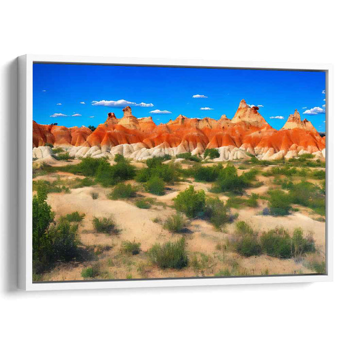 Crimson Canyon Skyline: Vibrant Red Rock Formations Under a Brilliant Blue Sky