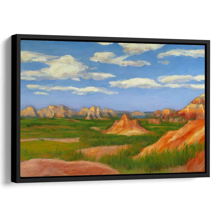 Echoes of Earth's Timeless Song: Majestic Sandstone Formations Under a Blue Sky Canvas Art Print
