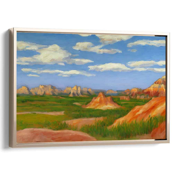 Echoes of Earth's Timeless Song: Majestic Sandstone Formations Under a Blue Sky Canvas Art Print