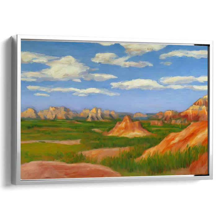 Echoes of Earth's Timeless Song: Majestic Sandstone Formations Under a Blue Sky Canvas Art Print