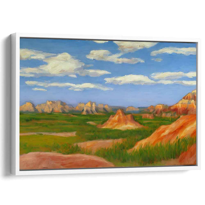 Echoes of Earth's Timeless Song: Majestic Sandstone Formations Under a Blue Sky Canvas Art Print