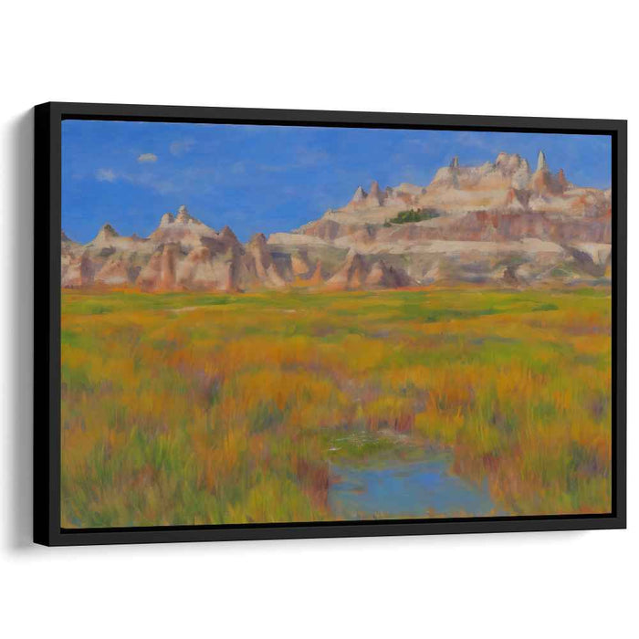 Crackling Leaves Whispering Giants: Autumnal Landscape with Rugged Buttes Canvas Art Print