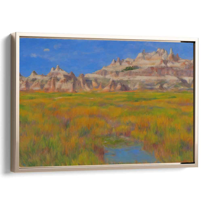 Crackling Leaves Whispering Giants: Autumnal Landscape with Rugged Buttes Canvas Art Print