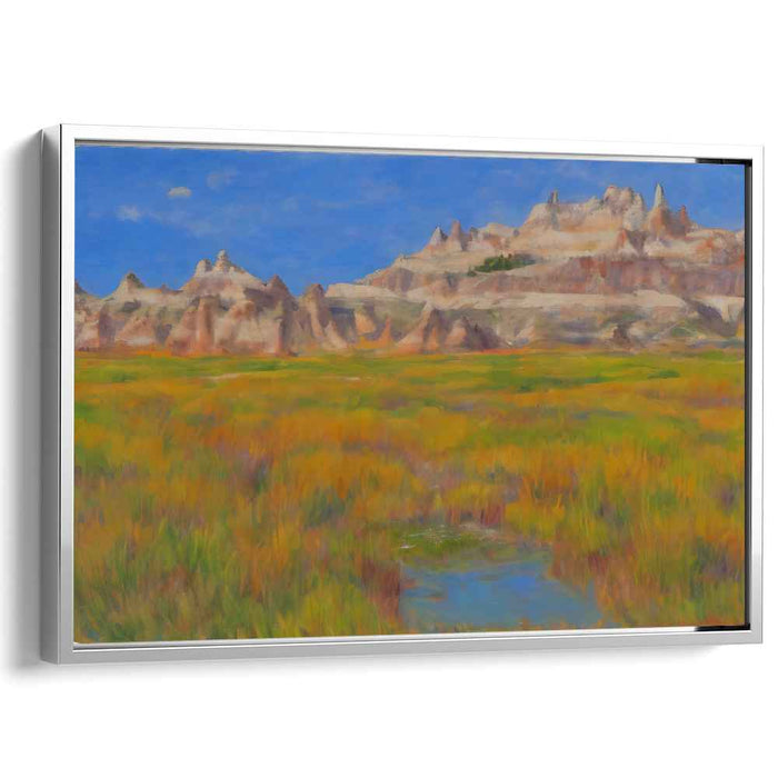 Crackling Leaves Whispering Giants: Autumnal Landscape with Rugged Buttes Canvas Art Print