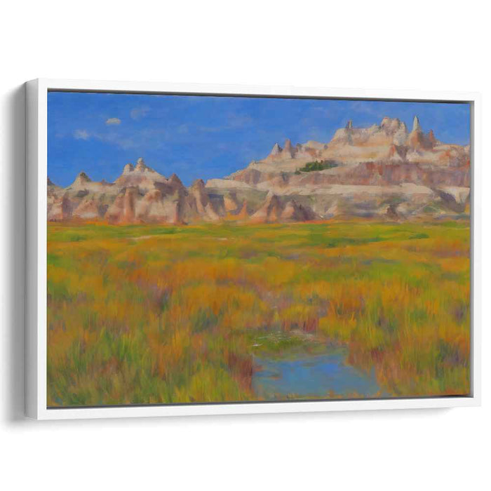 Crackling Leaves Whispering Giants: Autumnal Landscape with Rugged Buttes Canvas Art Print