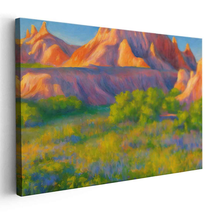 Mirage Oasis Escape: Sunlit Desert Oasis Landscape Canvas Art Print