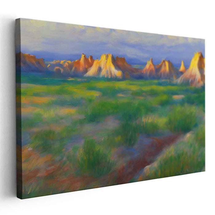 Golden Sunrise Over Lush Fields: Vibrant Landscape Canvas Art
