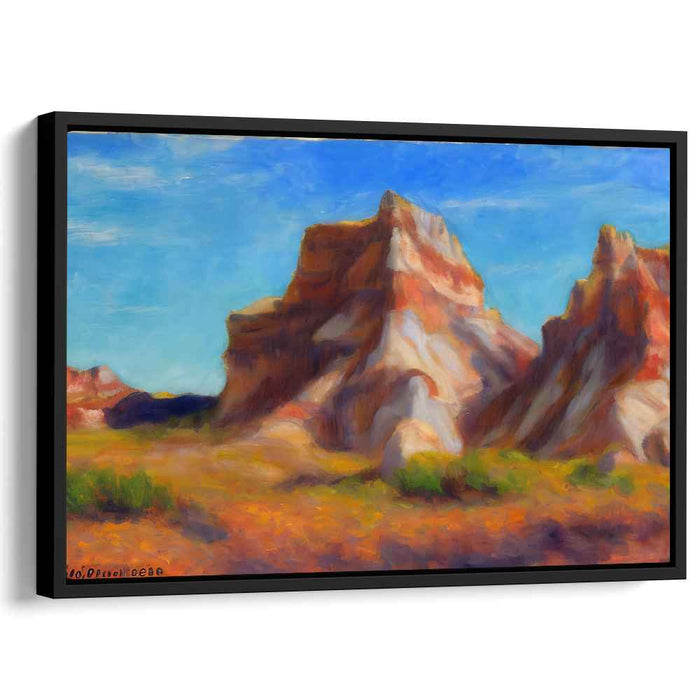 Golden Canyon Dance: Impressionistic Landscape of Sunlit Rock Formations